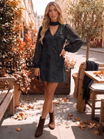 Chiffon A-Line V Neck Mini Formal Dresses with 3D Flowers