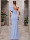 Jersey Mermaid One Shoulder Maxi Formal Dresses with Ruffles
