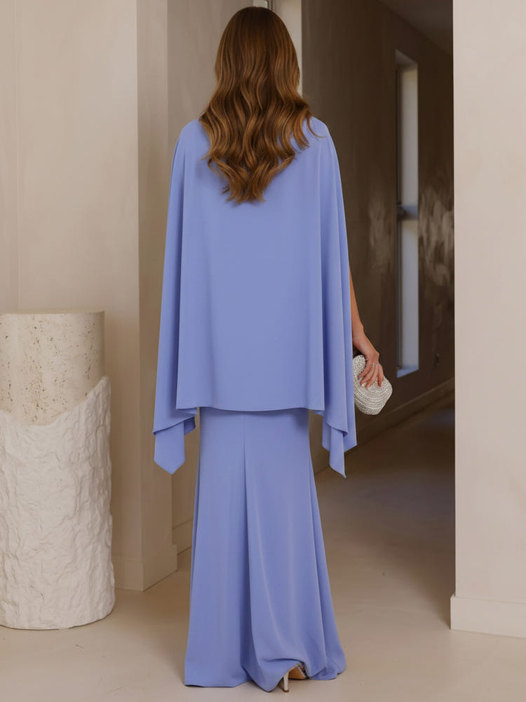Jersey Mermaid Sweetheart Maxi Formal Dresses with Caps