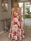Jacquard A-Line Stand Collar Maxi Formal Dresses with Pleated