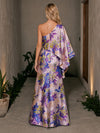 Jacquard A-Line One Shoulder Maxi Formal Dresses with Ruffles