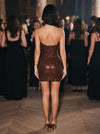 Sequins Bodycon Strapless Mini Party Dresses with Feathers