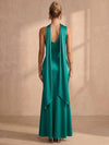 Satin Mermaid One Shoulder Maxi Formal Dresses with Scarf