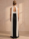 Jersey Mermaid Halter Maxi Formal Dresses with Flowing Sash