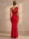 Jersey Mermaid One Shoulder Maxi Formal Dresses with Bow