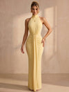 Jersey Mermaid High Neck Maxi Formal Dresses with Ruched