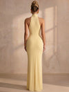 Jersey Mermaid High Neck Maxi Formal Dresses with Ruched