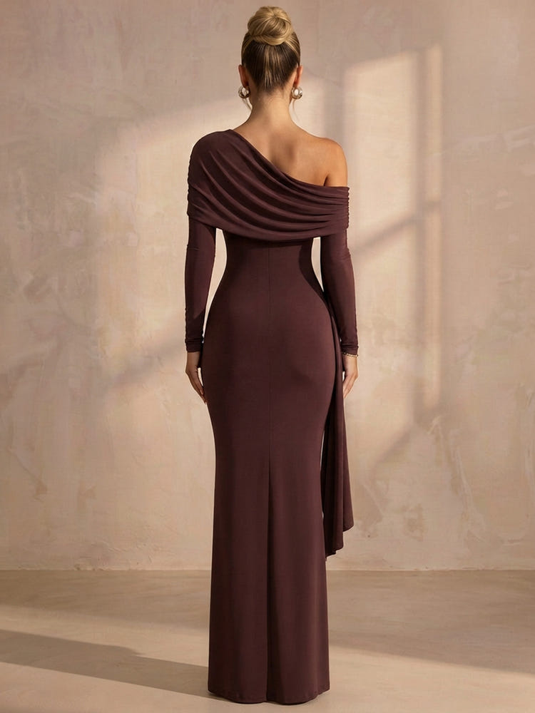 Jersey Mermaid One Shoulder Maxi Formal Dresses with Sash
