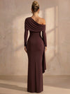 Jersey Mermaid One Shoulder Maxi Formal Dresses with Sash