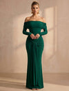 Jersey Mermaid Off Shoulder Maxi Formal Dresses with Ruched