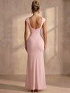 Jersey Mermaid Square Neck Maxi Formal Dresses with  Drop Waist