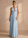 Chiffon A-Line Halter Maxi Formal Dresses with Ruched