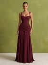 Chiffon A-Line Square Neck Maxi Formal Dresses with Corset Bodice