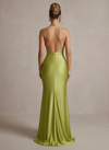 Satin Mermaid Halter Maxi Formal Dresses with Twisted Knot