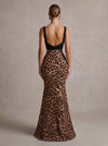 Jersey Mermaid Sweetheart Maxi Formal Dresses with Leopard Print