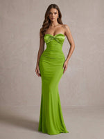 Jersey Mermaid Strapless Maxi Formal Dresses with Twisted Knot