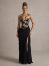 Jacquard Mermaid Halter Maxi Formal Dresses with Side Waist Ruched