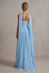 Chiffon A-Line Strapless Maxi Formal Dresses with Corset Bodice