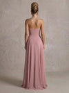 Chiffon A-Line Strapless Maxi Formal Dresses with 3D Flowers