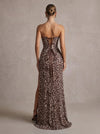 Jersey Mermaid Strapless Maxi Formal Dresses with Leopard Print