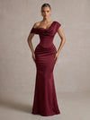 Satin Mermaid One Shoulder Maxi Formal Dresses with Corset Bodice
