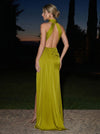 Satin Mermaid Halter Maxi Formal Dresses with Twisted Knot