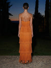Fringe A-Line Spaghetti Straps V Neck Maxi Formal Dresses