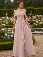 Chiffon Square Neck Ruffles Bridesmaid Dresses