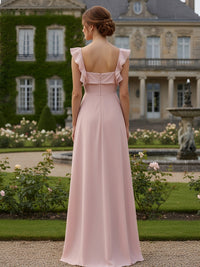 Chiffon Square Neck Ruffles Bridesmaid Dresses