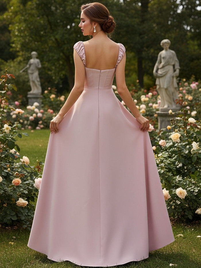 Chiffon Sweetheart Pleated Bridesmaid Dresses with Slit