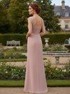 Chiffon Spaghetti Straps Ruffles Long Bridesmaid Dresses with Lace Applique