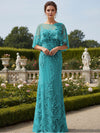 Lace Applique Crew Neck Mermaid Formal Dresses with Caps