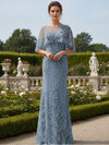 Lace Applique Crew Neck Mermaid Formal Dresses with Caps
