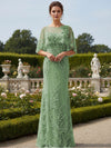 Lace Applique Crew Neck Mermaid Formal Dresses with Caps