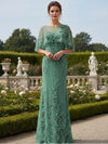 Lace Applique Crew Neck Mermaid Formal Dresses with Caps
