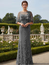 Lace Applique Crew Neck Mermaid Formal Dresses with Caps