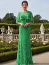 Lace Applique Crew Neck Mermaid Formal Dresses with Caps