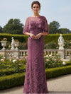 Lace Applique Crew Neck Mermaid Formal Dresses with Caps