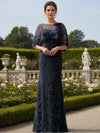 Lace Applique Crew Neck Mermaid Formal Dresses with Caps