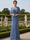 Lace Applique Crew Neck Mermaid Formal Dresses with Caps