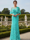 Lace Applique Crew Neck Mermaid Formal Dresses with Caps