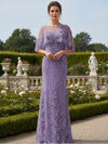 Lace Applique Crew Neck Mermaid Formal Dresses with Caps