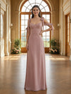 Spaghetti Straps Satin A Line Bridesmaid Dresses with Bow