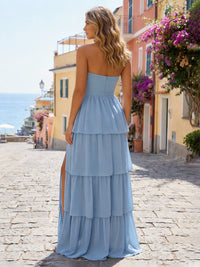 Chiffon A Line Sweetheart Tiered Bridesmaid Dresses