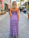 Chiffon A Line Strapless Floral Print Formal Party Dresses