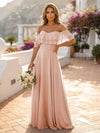 Off the Shoulder Bridesmaid Dresses with Tiered Ruffles