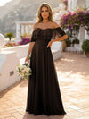 Off the Shoulder Bridesmaid Dresses with Tiered Ruffles