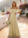 Off the Shoulder Bridesmaid Dresses with Tiered Ruffles