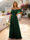 Off the Shoulder Bridesmaid Dresses with Tiered Ruffles