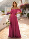 Off the Shoulder Bridesmaid Dresses with Tiered Ruffles